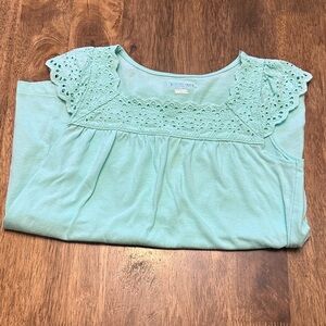 Cherokee Mint Green Eyelet Top